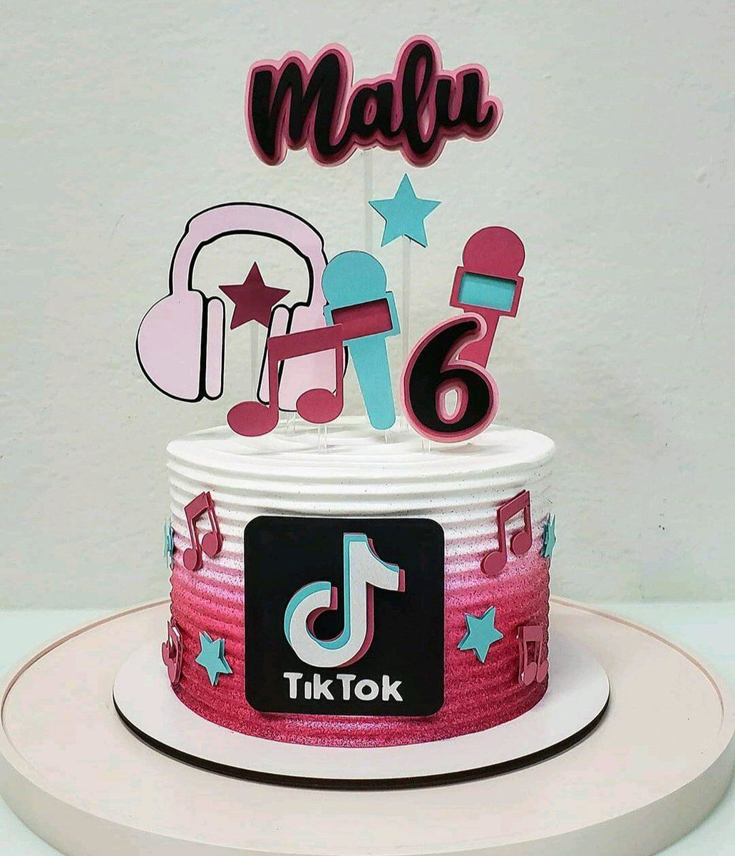 Topo de Bolo Tik Tok Meninas + 4 Arquivos a Sua Escolha - Imagem 2