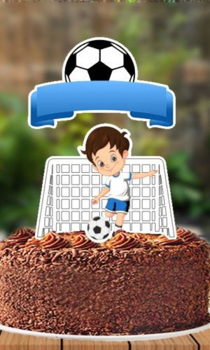 Topo de Bolo Futebol Menino Shorts Azul 5674 Arquivo Digital