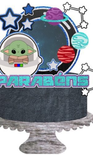 Topo de Bolo Yoda Cute + 4 Arquivos a Sua Escolha