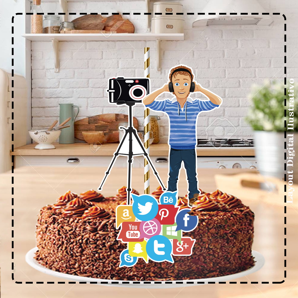 TOPO DE BOLO YOUTUBER MENINO- ARQUIVO DIGITAL