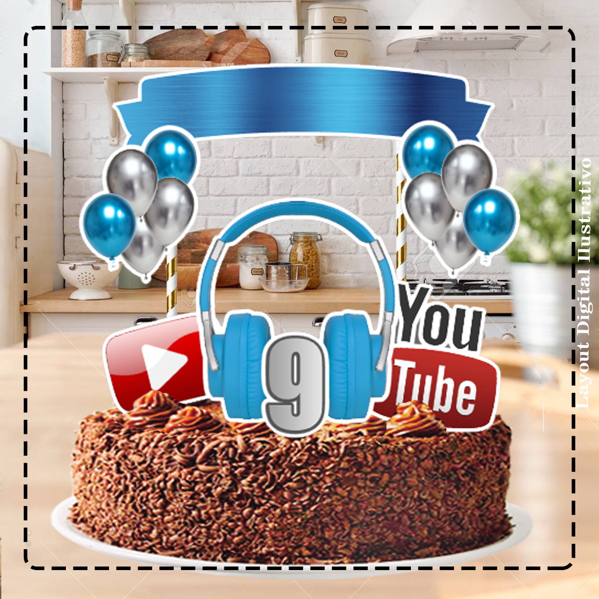 TOPO DE BOLO YOUTUBER MENINO- ARQUIVO DIGITAL