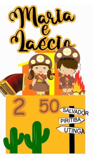 Topo Lampião e Maria Bonita Cute + 4 Arquivos a Sua Escolha