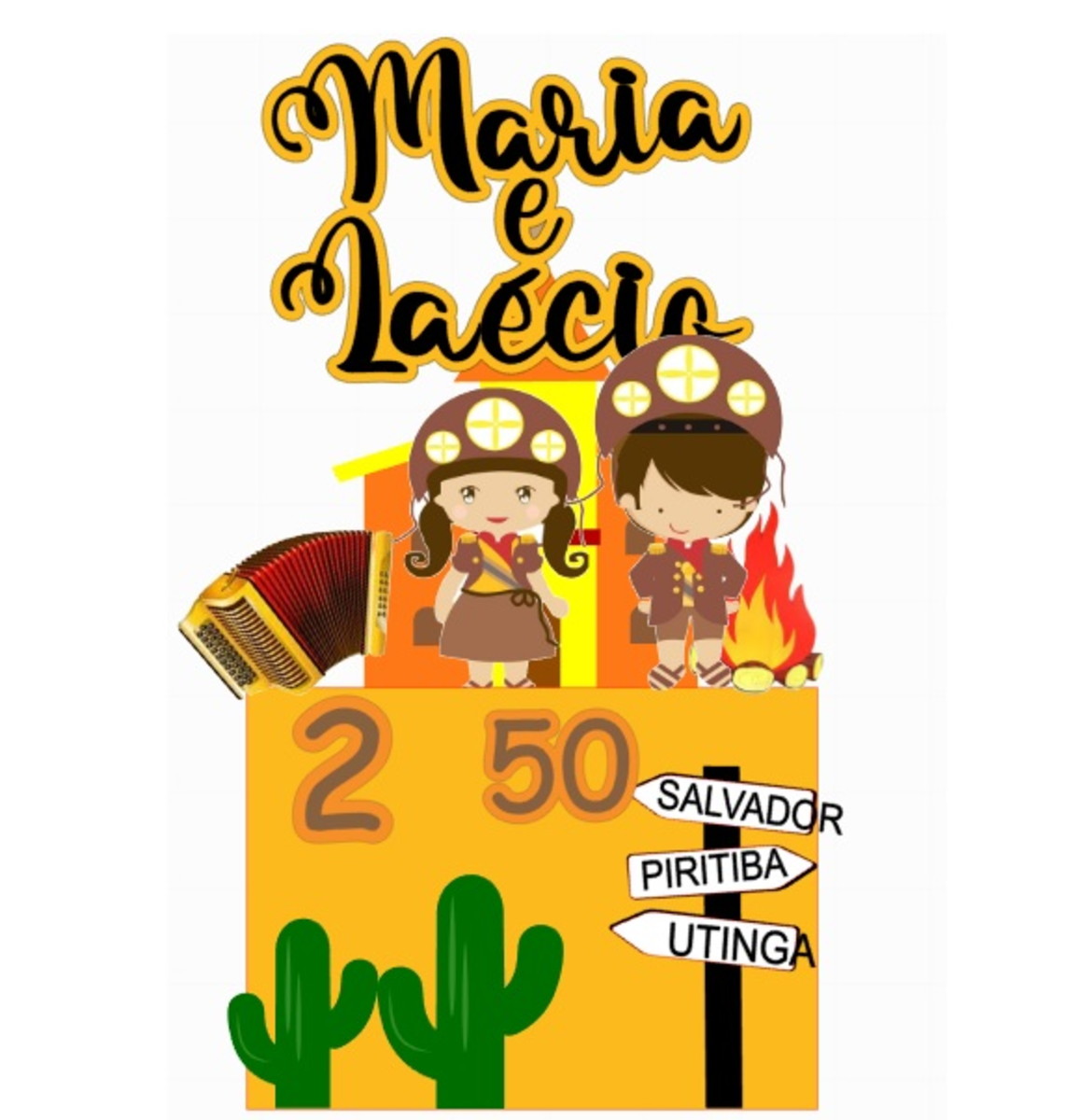 Topo Lampião e Maria Bonita Cute + 4 Arquivos a Sua Escolha
