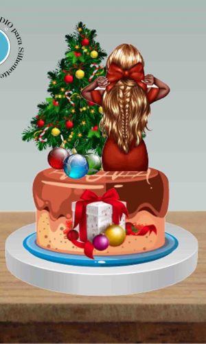 TOPO DE BOLO NATAL MULHER DE COSTAS - ARQUIVO DIGITAL