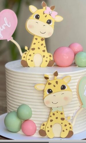 Topo Revelaçao Girafinha Cute + 4 Arquivos a Sua Escolha