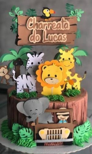 Topo Safari Baby Menino em Camada + 4 Arquivos a Sua Escolha