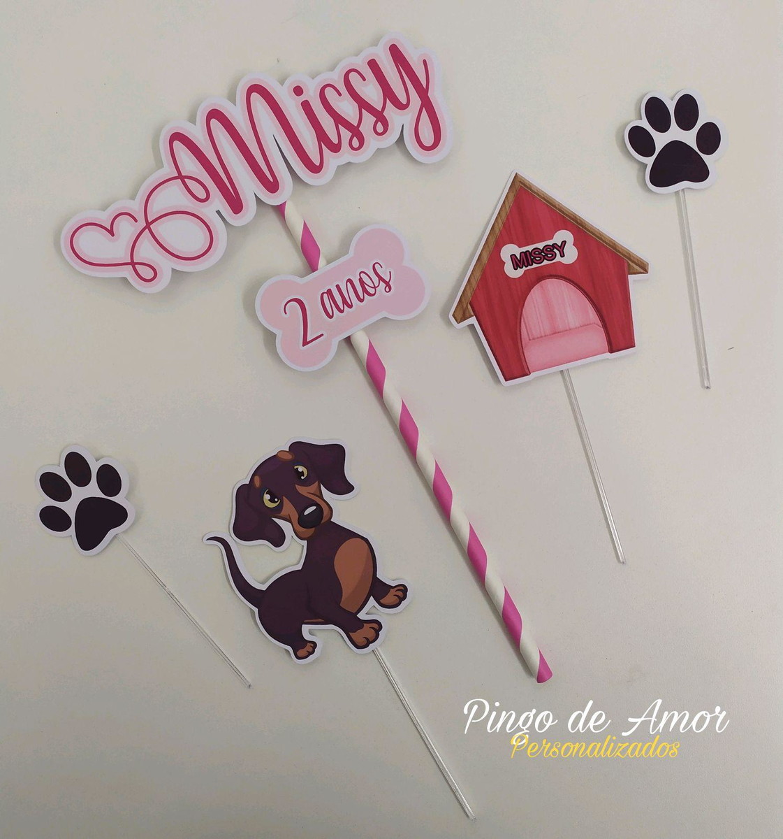 Topo de bolo cachorro Dachshund