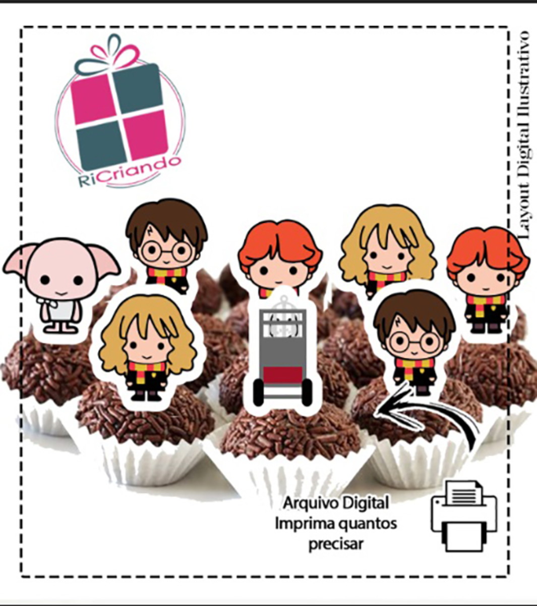 Topper de Docinho Harry Potter Cute 5385 Arquivo Digital