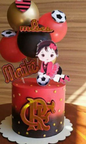 Pague 1 e Leve 3 Topo de Bolo Flamengo Bebê Menina Cód.001