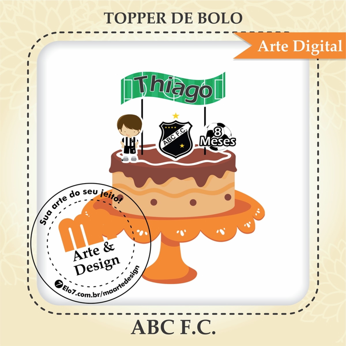 Arquivo de Corte Topo de Bolo Futebol Abc Fc - Imagem 2