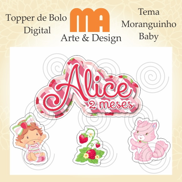 Arquivo de Corte Topo de Bolo Moranguinho Baby - Imagem 2