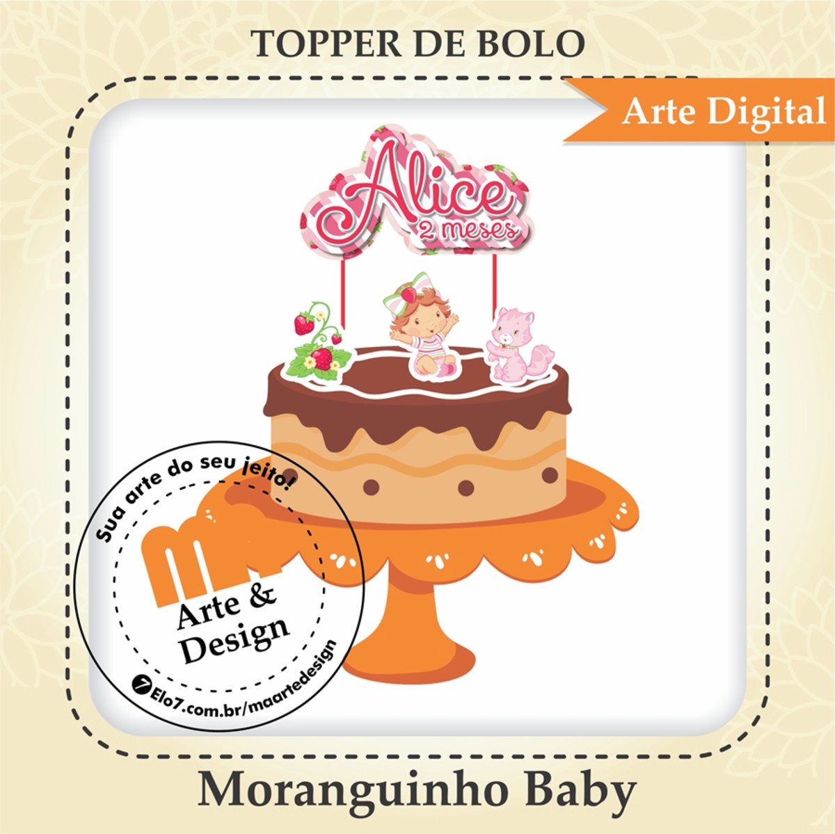 Arquivo de Corte Topo de Bolo Moranguinho Baby