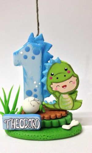 Vela Topo de Bolo Dinossauro Baby