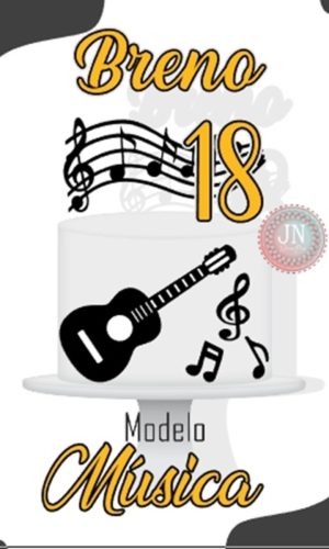 Violão Músical -topo de Bolo Arquivo de Corte e Impressão