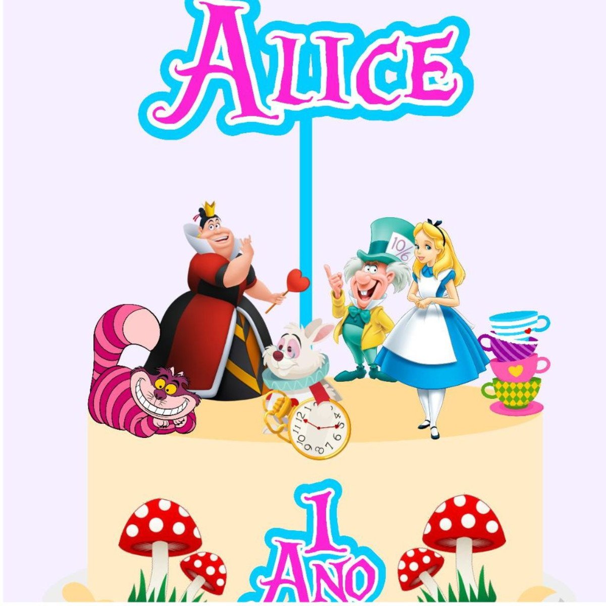 15 Arquivos p/ Topo de Bolo - Alice no País das Maravilhas - Imagem 5