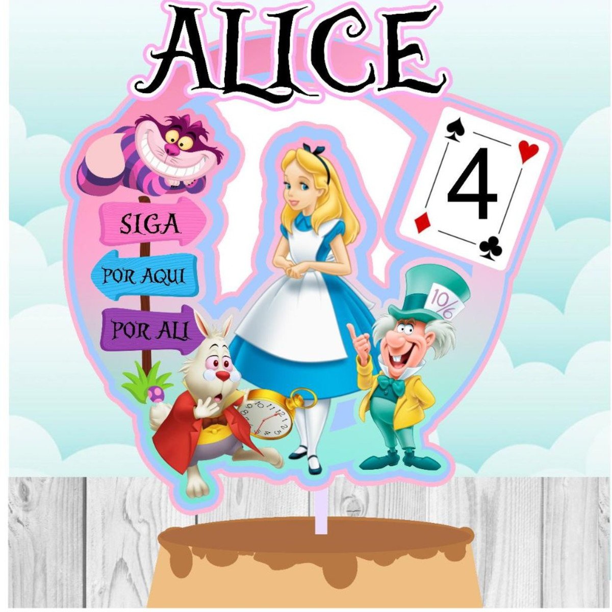 15 Arquivos p/ Topo de Bolo - Alice no País das Maravilhas - Imagem 3