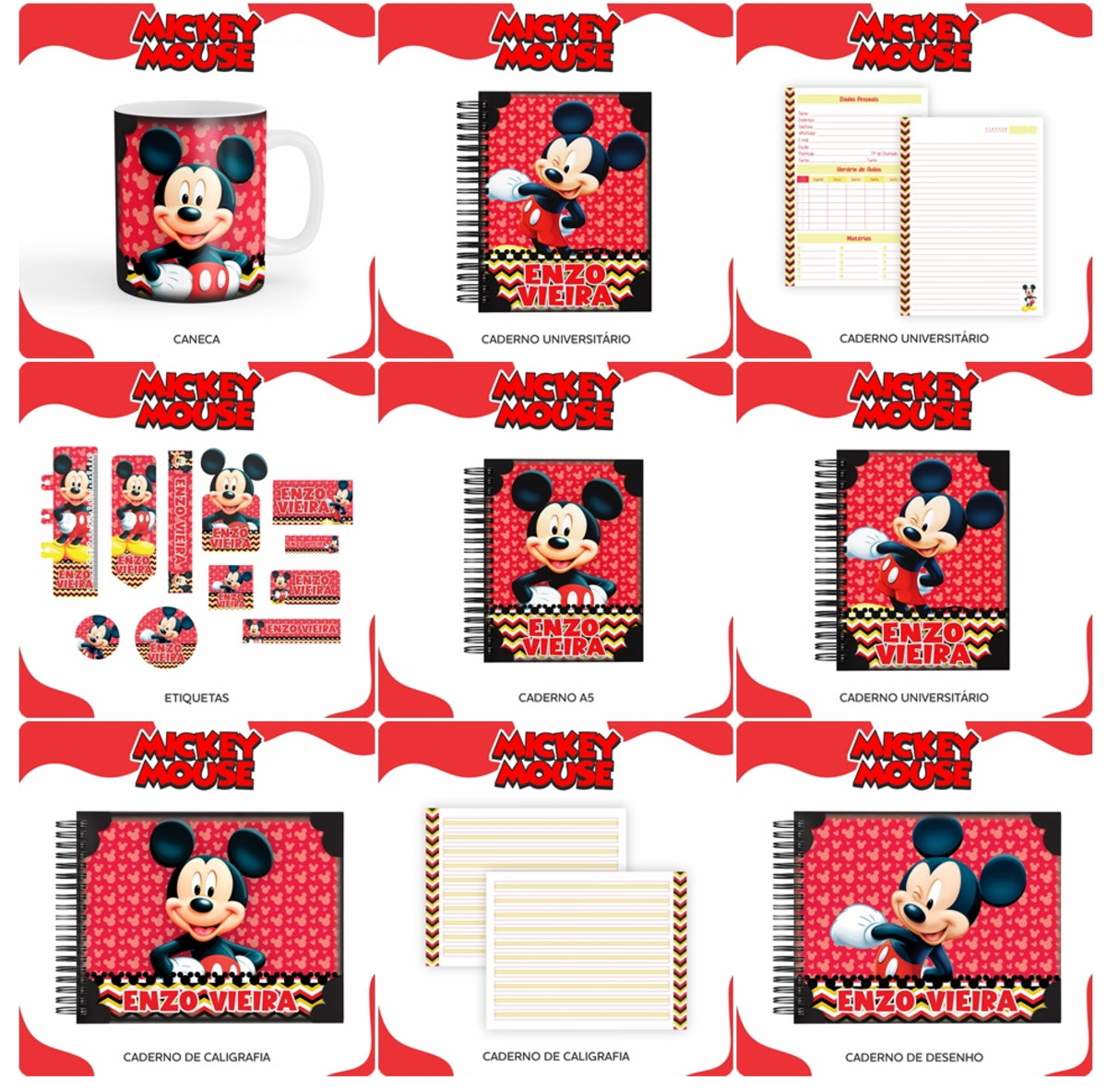 Aquivos digitais combo escolar mickey mouse