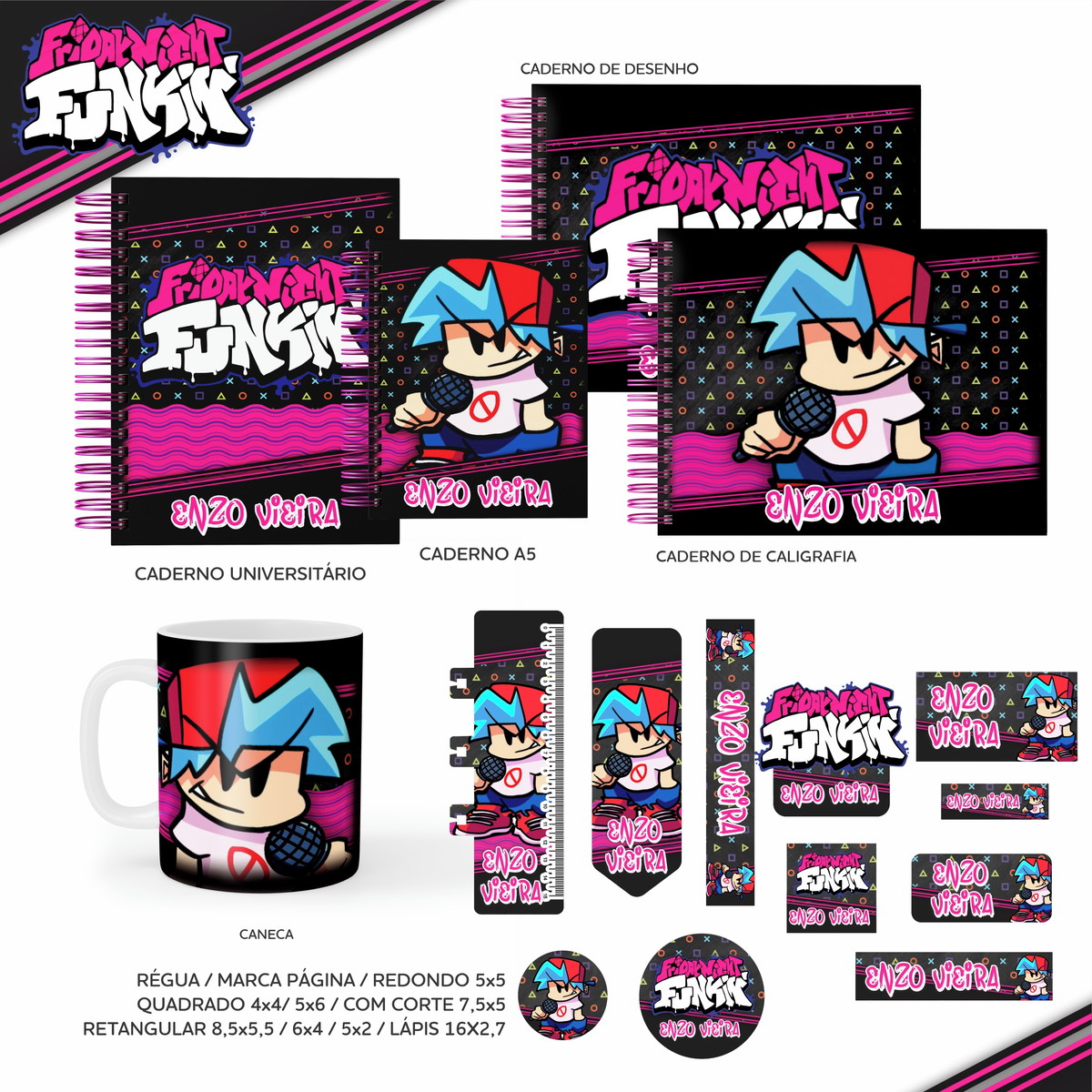 Aquivos digitais etiquetas escolar Friday Night Funkin