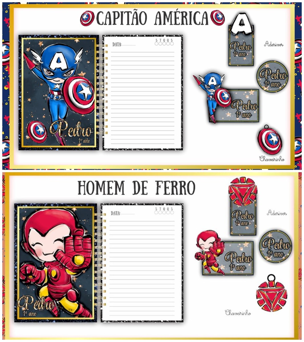Arquivos Digitais Etiquetas Escolares 37 Temas - Imagem 4
