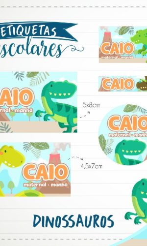 Aquivos digitais etiquetas escolar dinossauros
