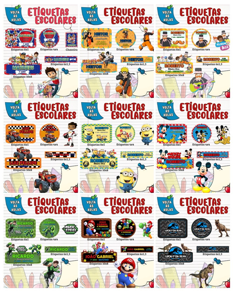 Arquivos Digitais Combo Etiquetas 30 Temas Masculino - Imagem 4