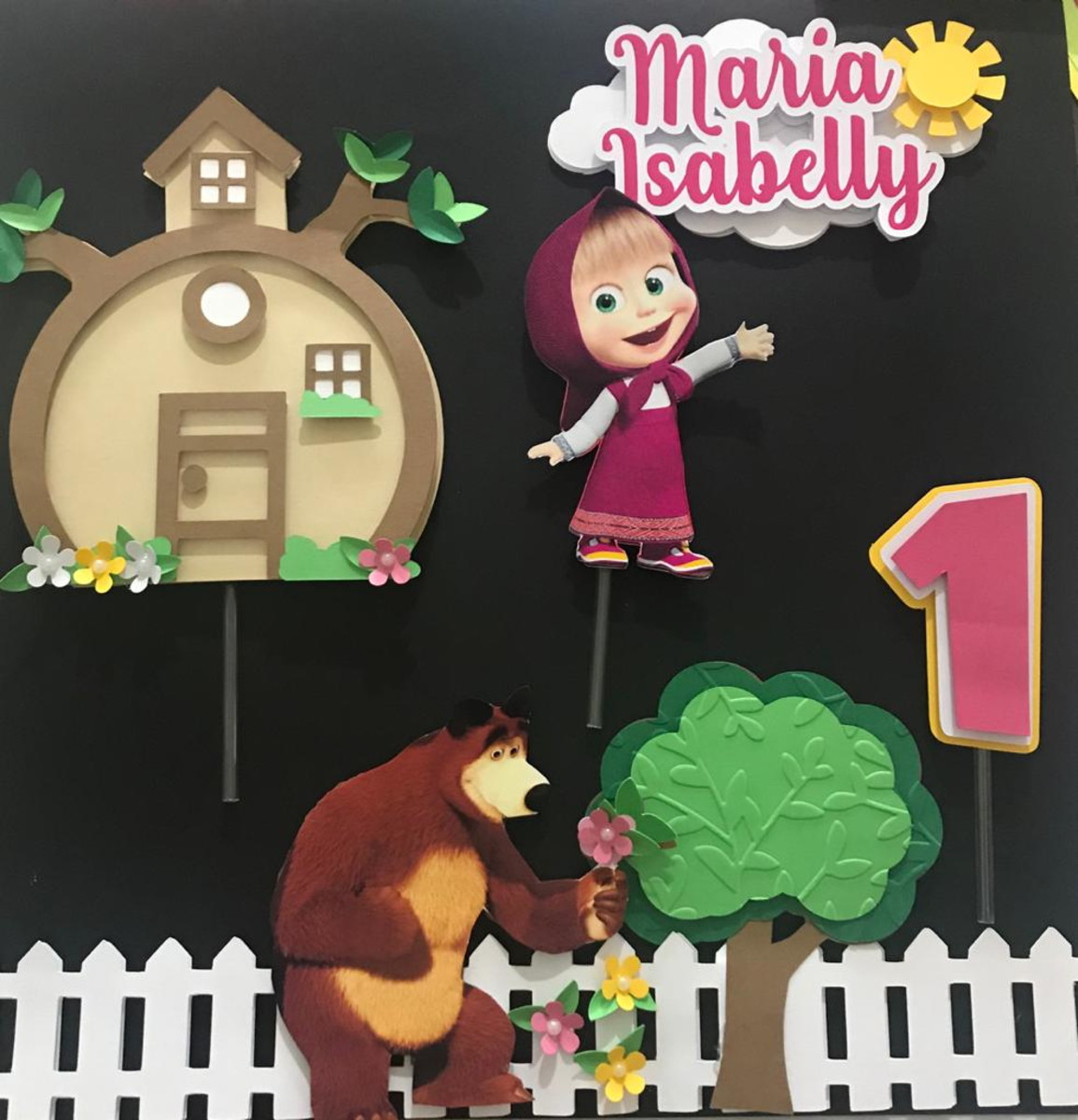 Arquivo de corte Topo de bolo Marsha e o Urso