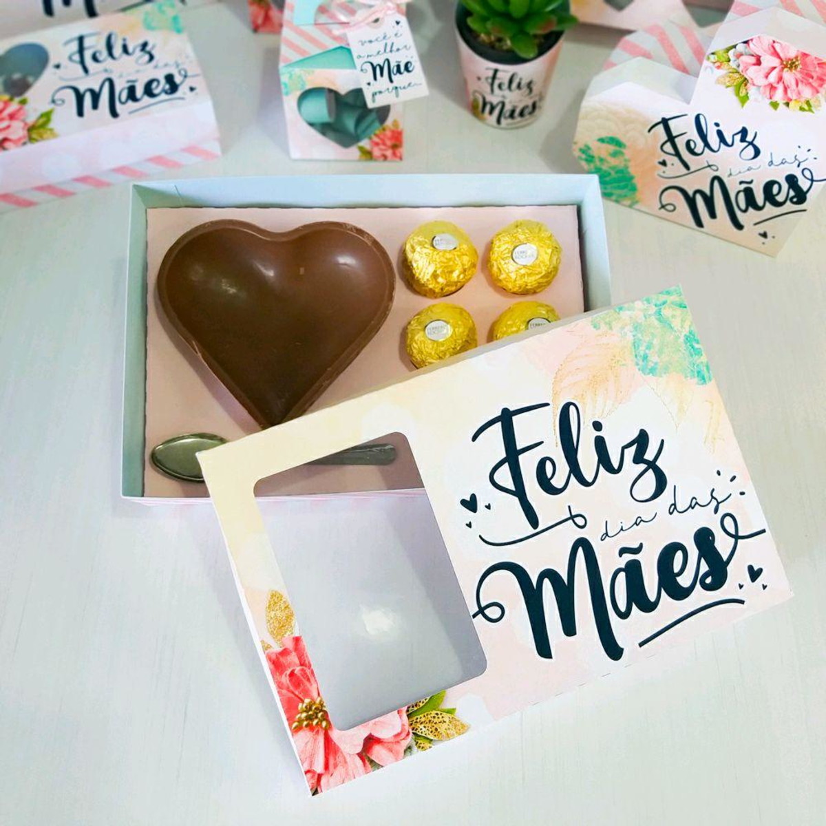 ARQUIVO CAIXA CORAÇÃO DE COLHER E 6 DOCES DIA DAS MÃES #5007