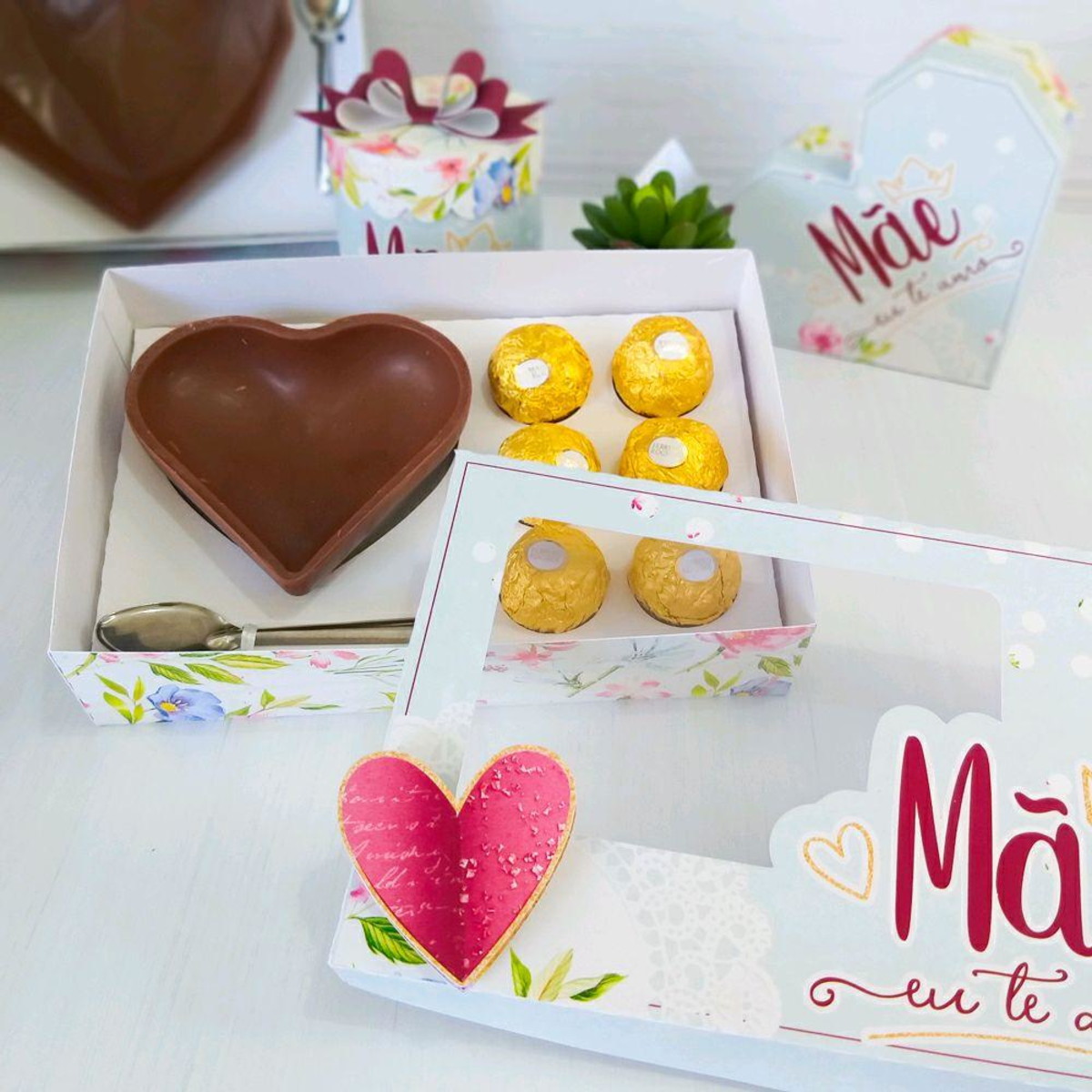 ARQUIVO CAIXA CORAÇÃO LAPIDADO + 6 DOCES DIA DAS MÃES #5031
