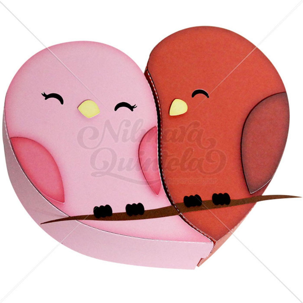 ARQUIVO CAIXA CORAÇÃO LOVE BIRD DIA DOS NAMORADOS #14107