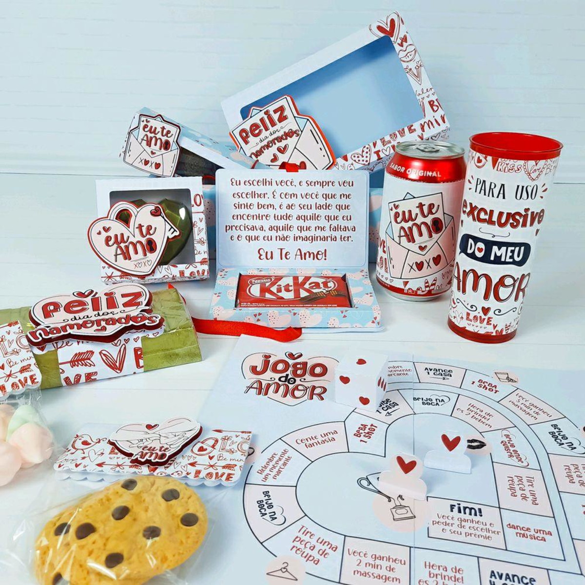 ARQUIVO CAIXA DIA DOS NAMORADOS CESTA DE DOCES E JOGO #5627 - Imagem 2