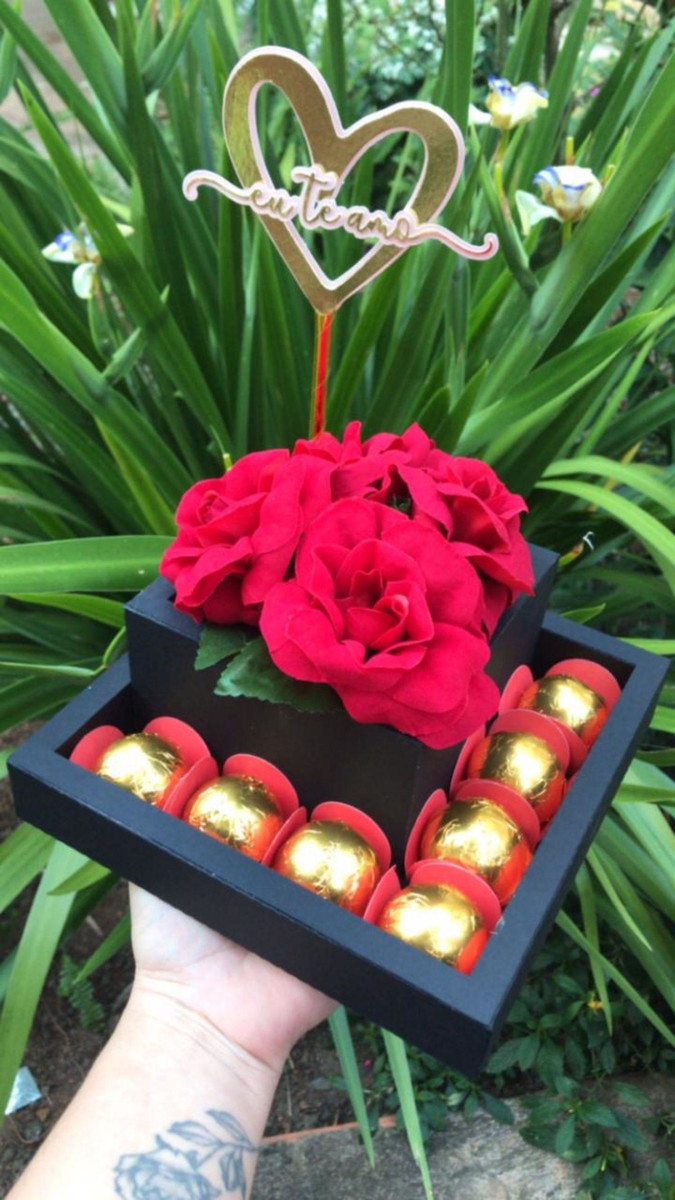 ARQUIVO CAIXA FLORES, DOCES E TOPO DIA DOS NAMORADOS #14094 - Imagem 2