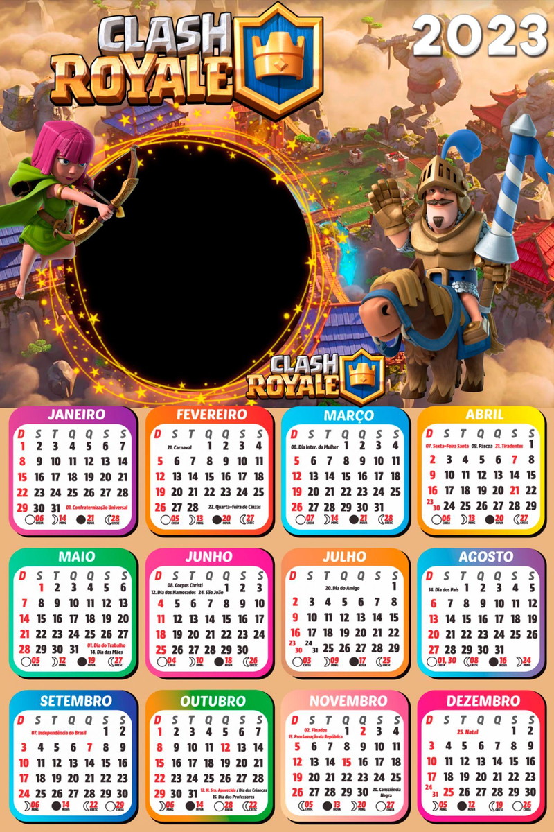 Arquivo Calendário Infantil Tema Clash Royale 2023 #15630