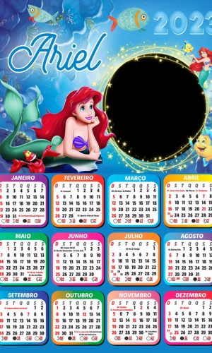 Arquivo Calendário Infantil Tema Sereia Ariel 2023 #15625