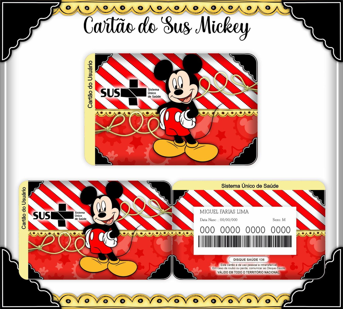 ARQUIVO CARTÃO DO SUS MICKEY #11500 ENVELOPE BRINDE
