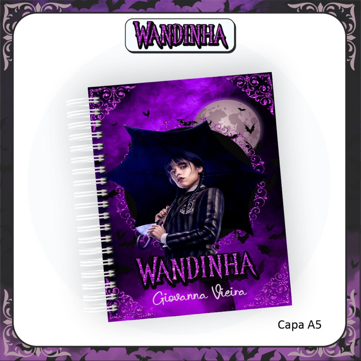 Arquivo Corte Caderno Escolar A5 Série Wandinha 2023 #15660