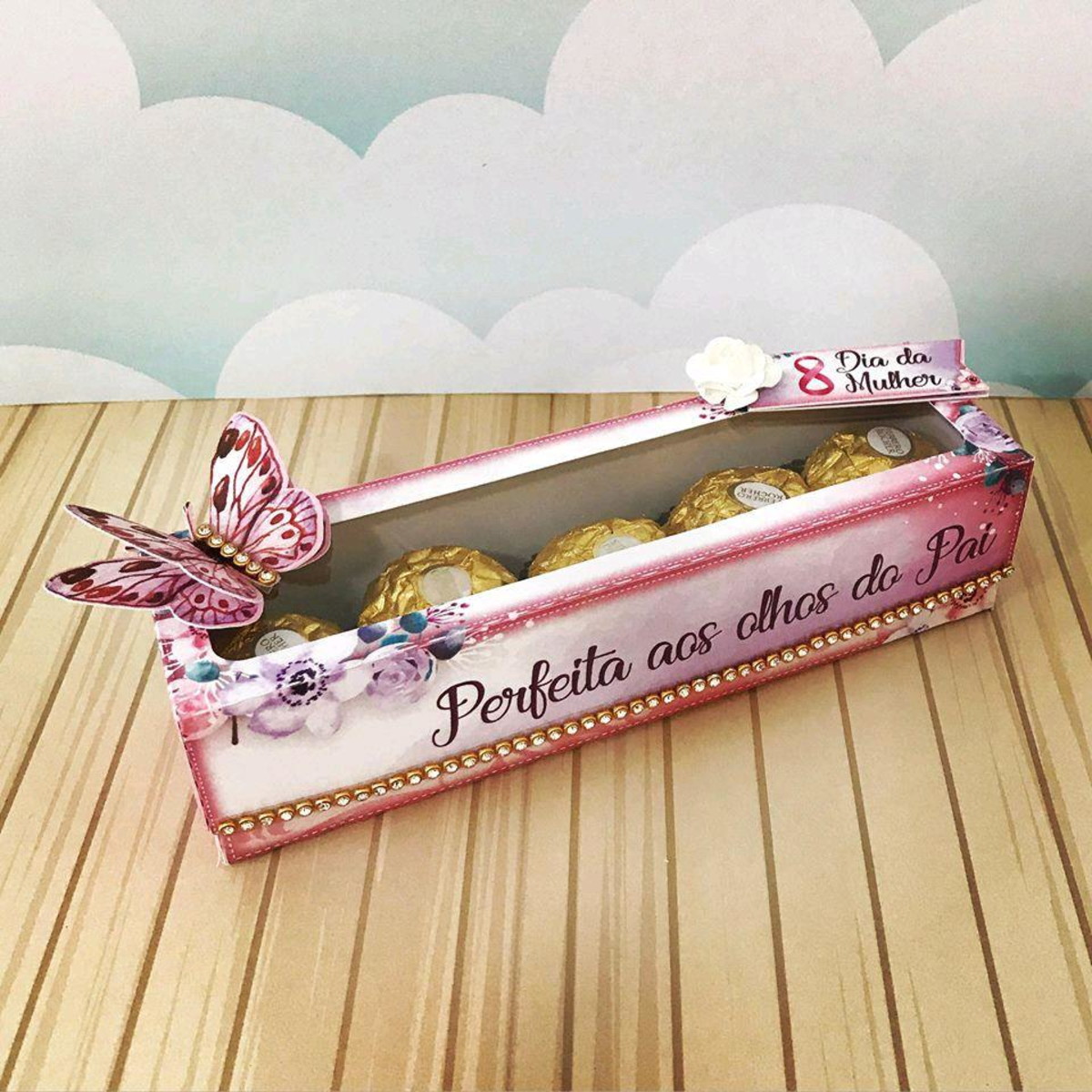 ARQUIVO CORTE CAIXA DOCES FERRERO ROCHER DIA DA MULHER #4004