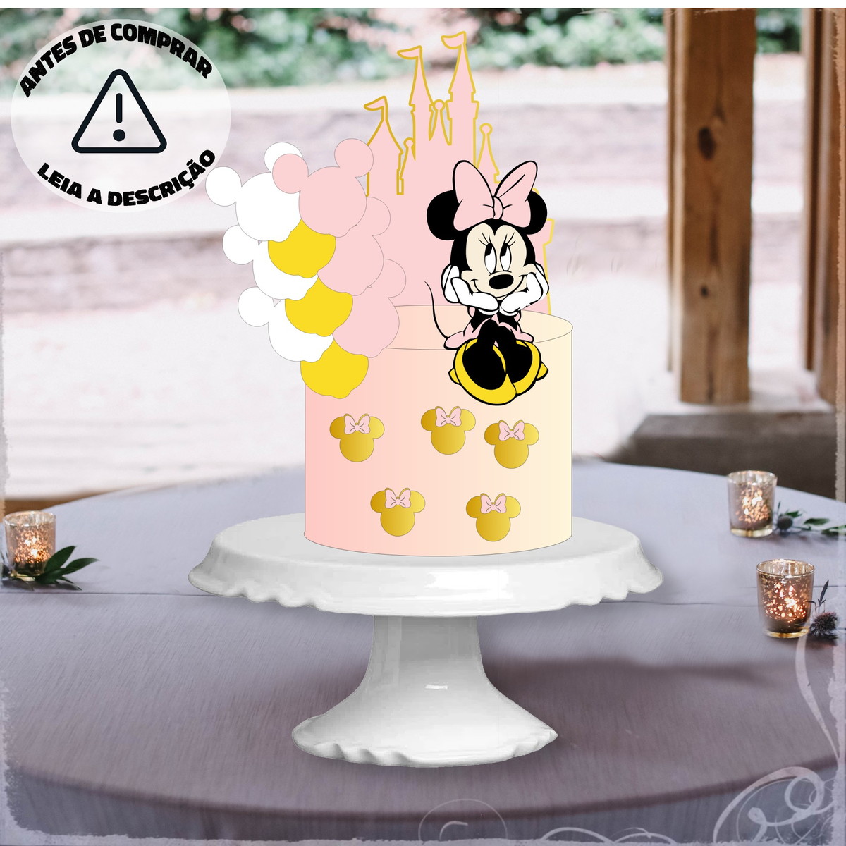 Arquivo Corte Camadas Topo Bolo Minnie Baby Rosa