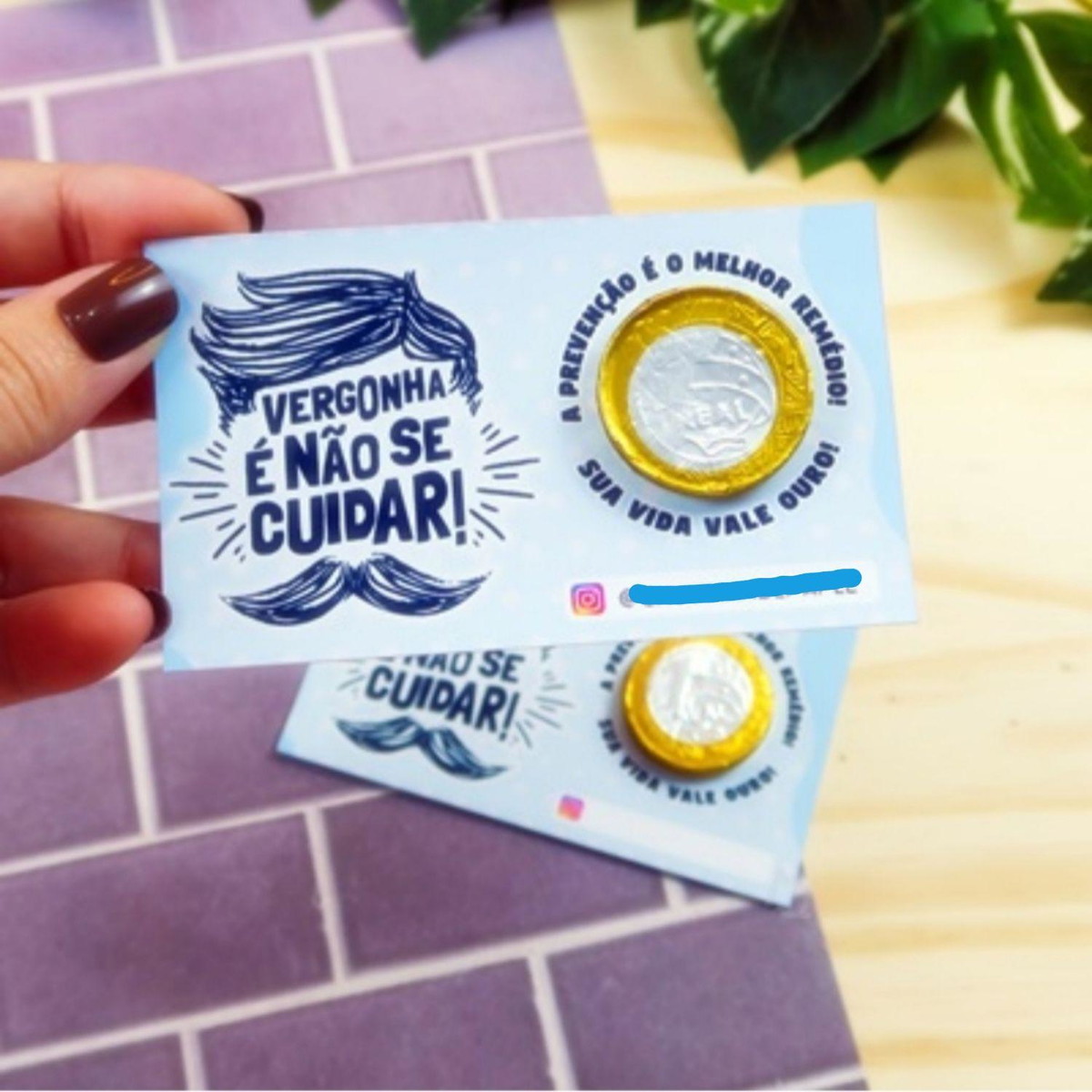 Arquivo Corte Card Moeda de Chocolate Novembro Azul #15409