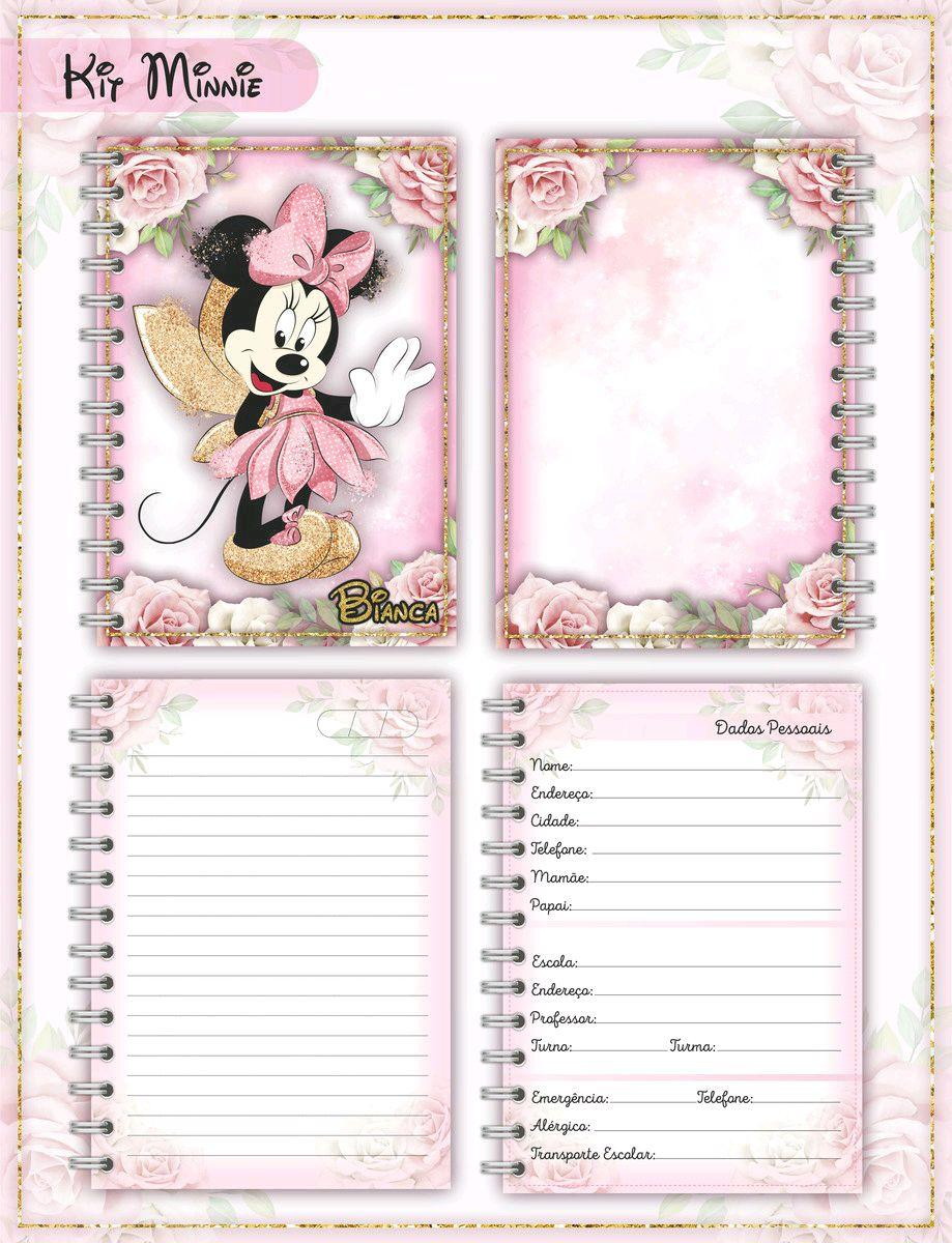 ARQUIVO CORTE ETIQUETA ESCOLAR MINNIE ROSA FADINHA (#2558) - Imagem 2