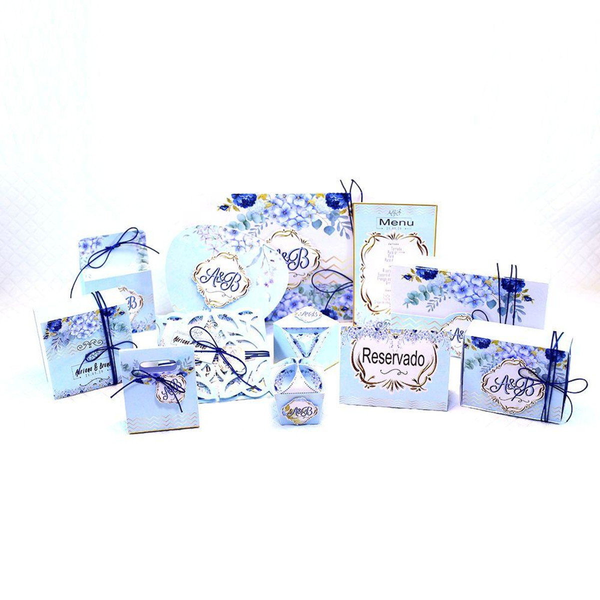 ARQUIVO CORTE KIT CASAMENTO FLORAL AZUL (#7087) PDF STUDIO
