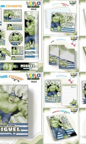 Arquivo Corte Kit Escolar Completo Tema Hulk #16883