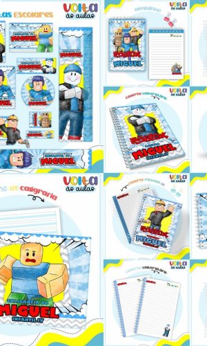 Arquivo Corte Kit Escolar Completo Tema Roblox #16884