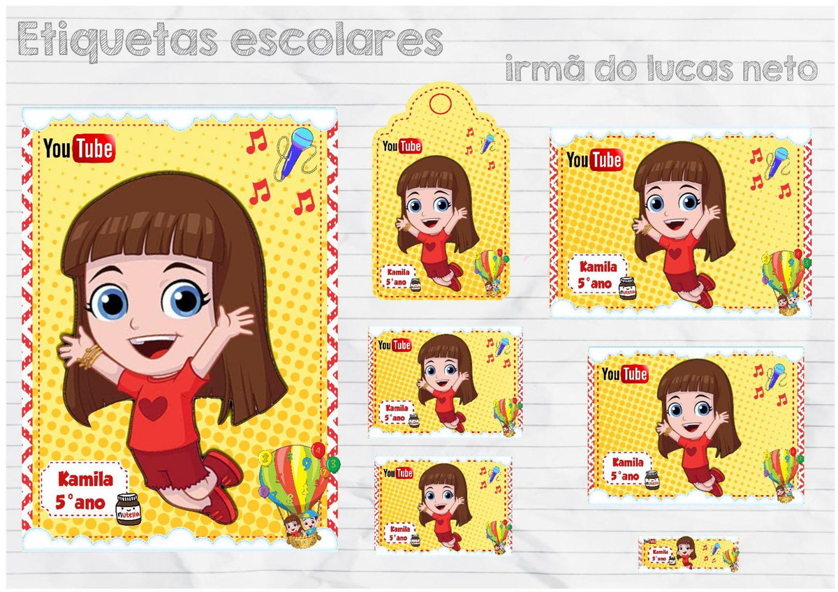 Arquivo Corte Kit Etiqueta Escolar Gigi do Lucas Neto #15745
