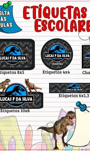 Arquivo Corte Kit Etiqueta Escolar Jurassic Park 2023 #15690