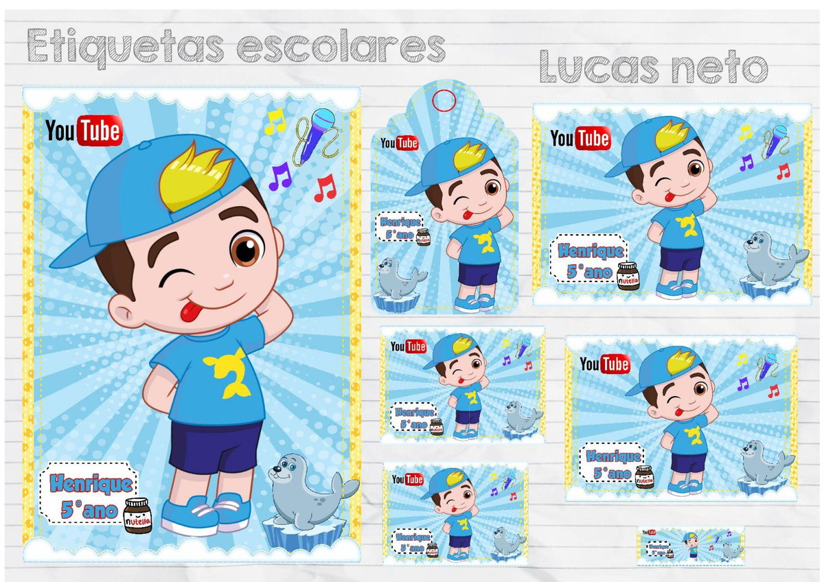 Arquivo Corte Kit Etiqueta Escolar Lucas Neto #15731