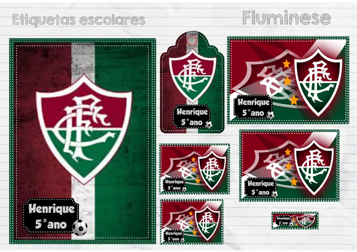 Arquivo Corte Kit Etiqueta Escolar Time Fluminense #15733