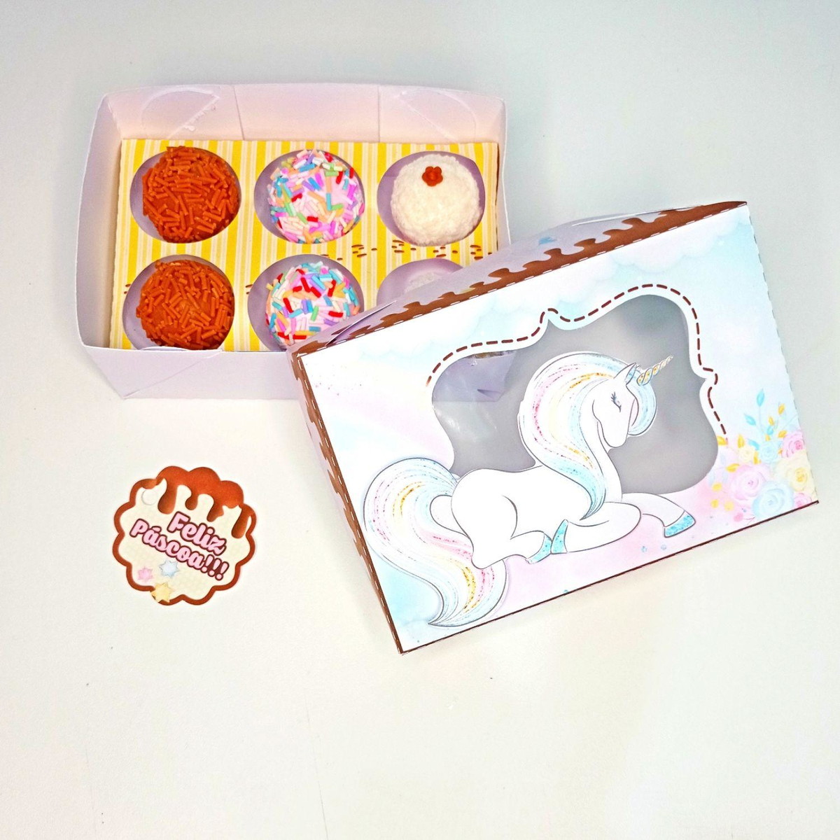 ARQUIVO CORTE PASCOA CAIXA PARA 6 DOCES UNICORNIO #13677