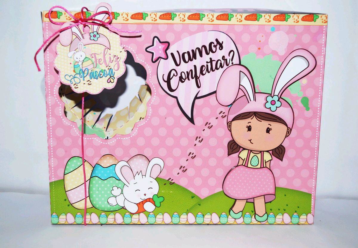 ARQUIVO CORTE PASCOA MINI CONFEITEIRO COELHO MENINA #3065 - Imagem 2