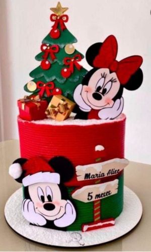 Arquivo Corte Topo de Bolo 1° Natal Mickey e Minnie #16722