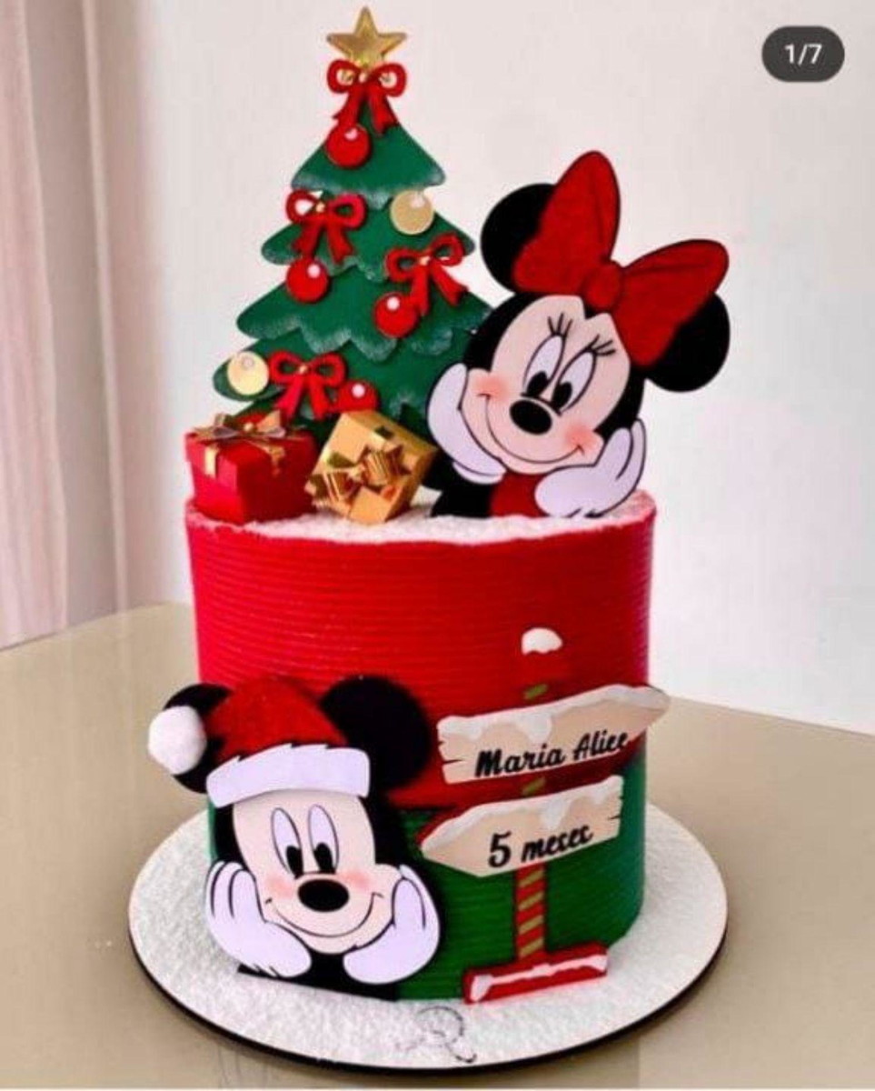 Arquivo Corte Topo de Bolo 1° Natal Mickey e Minnie #16722